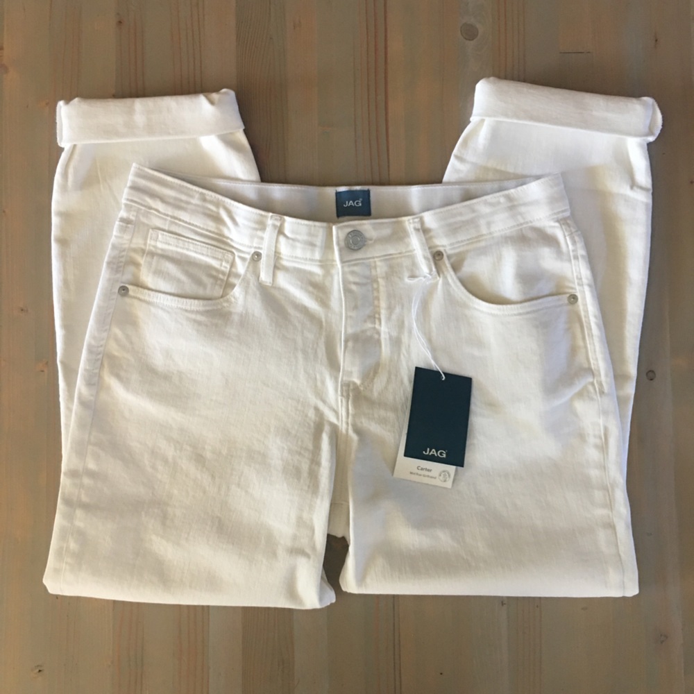 NWT JAG Carter Mid Rise Girlfriend Jeans White 12 - Picture 8 of 16